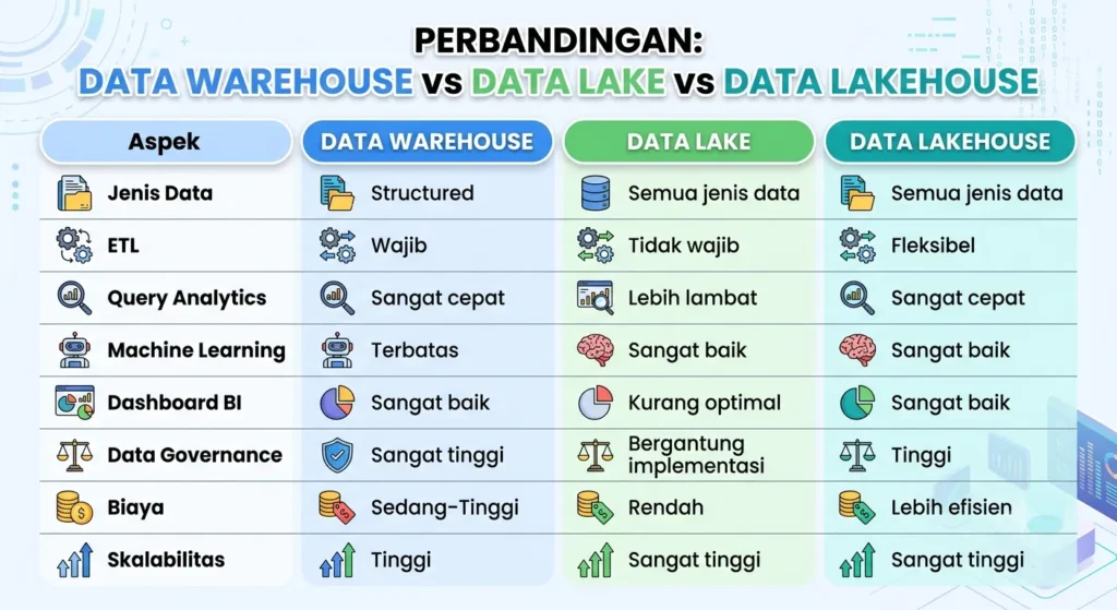 Data Warehouse vs Data Lake vs Lakehouse